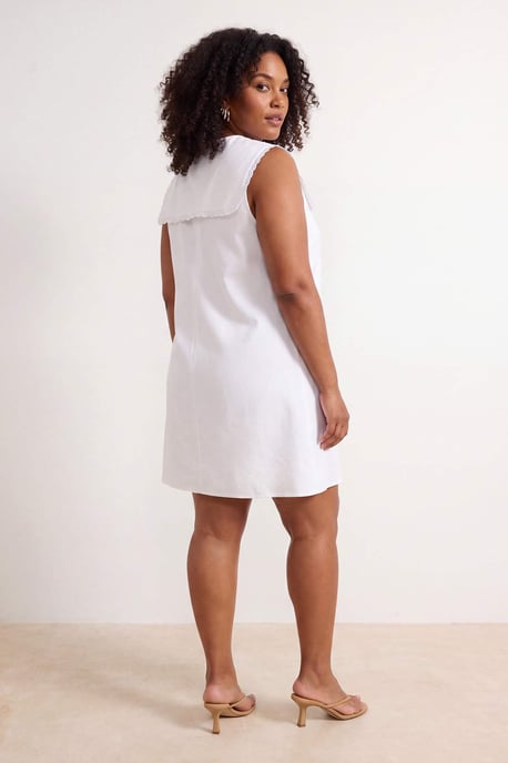 Trendyol Curve Damen Ecru Einfarbig Kurz / Mini Ärmellos A-Linie Große Größen Kleid - Image 5
