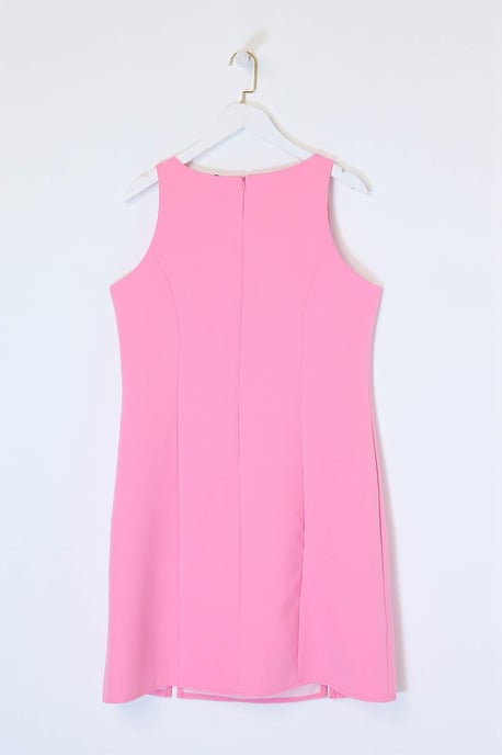 Trendyol Curve Damen Rosa Einfarbig Kurz / Mini Ärmellos Elegant/Abend A-Linie Große Größen Kleid - Image 5