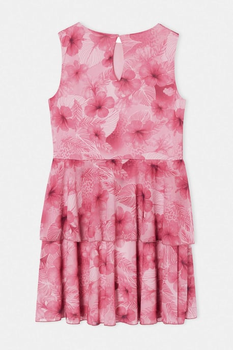 Trendyol Curve Damen Rosa Geblümt Kurz / Mini Ärmellos Skater Große Größen Kleid - Image 5