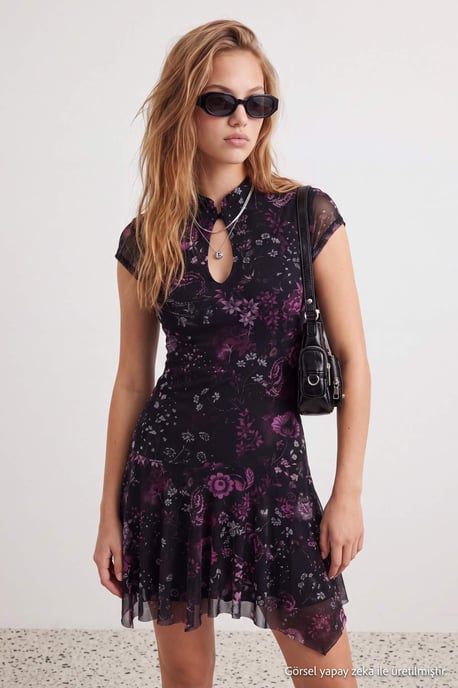 TRENDYOLMİLLA Damen Mehrfarbig Einfarbig Kurz / Mini Kurz Skater Kleider - Image 6