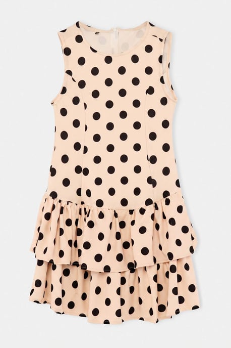 Trendyol Curve Damen Ecru Gepunktet Kurz / Mini Ärmellos Skater Große Größen Kleid - Image 4