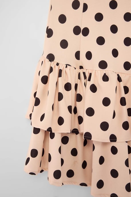 Trendyol Curve Damen Ecru Gepunktet Kurz / Mini Ärmellos Skater Große Größen Kleid - Image 5