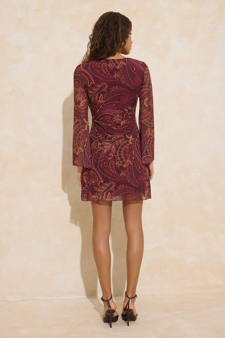 TRENDYOLMİLLA Damen Mehrfarbig Paisley Kurz / Mini Lang Casual Skater Kleider - Image 2