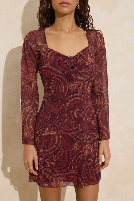 TRENDYOLMİLLA Damen Mehrfarbig Paisley Kurz / Mini Lang Casual Skater Kleider - Image 3