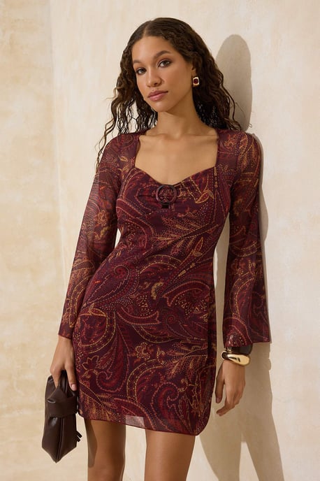 TRENDYOLMİLLA Damen Mehrfarbig Paisley Kurz / Mini Lang Casual Skater Kleider - Image 4