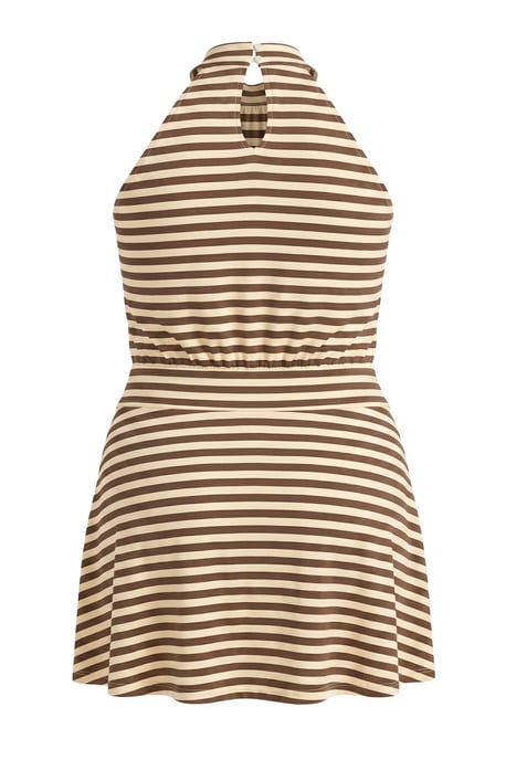 Trendyol Curve Damen Mehrfarbig Gestreift Kurz / Mini Ärmellos Skater Große Größen Kleid - Image 2