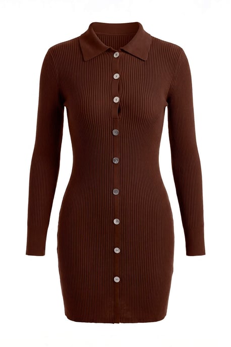 TRENDYOLMİLLA Damen Braun Einfarbig Kurz / Mini Lang Casual Gerade Kleider - Image 5