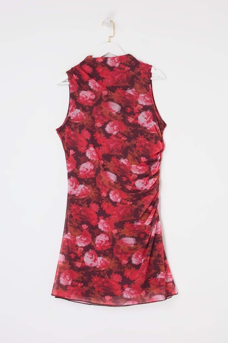 Trendyol Curve Damen Mehrfarbig Geblümt Kurz / Mini Ärmellos Casual Skater Große Größen Kleid - Image 4