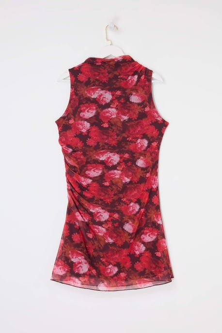 Trendyol Curve Damen Mehrfarbig Geblümt Kurz / Mini Ärmellos Casual Skater Große Größen Kleid - Image 5