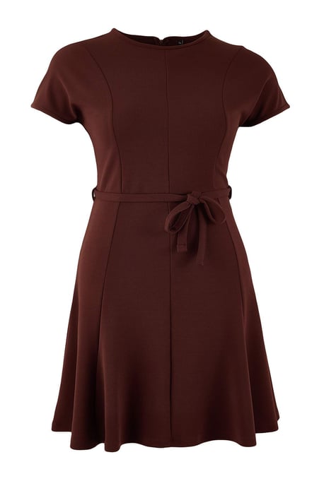 Trendyol Curve Damen Braun Einfarbig Kurz / Mini Kurz Casual Skater Große Größen Kleid - Image 4