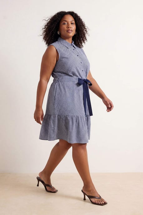 Trendyol Curve Damen Mehrfarbig Kariert Kurz / Mini Ärmellos A-Linie Große Größen Kleid - Image 2