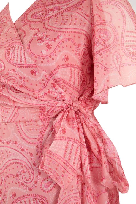 Trendyol Curve Damen Mehrfarbig Paisley Kurz / Mini Kurz Casual Zweireihig Große Größen Kleid - Image 4