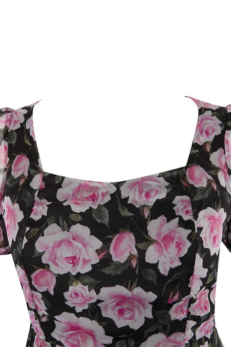 Trendyol Curve Damen Mehrfarbig Geblümt Kurz / Mini Kurz Casual A-Linie Große Größen Kleid - Image 3