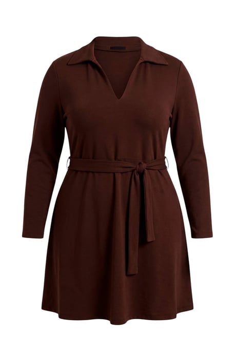 Trendyol Curve Damen Braun Einfarbig Kurz / Mini Lang Casual A-Linie Große Größen Kleid - Image 5