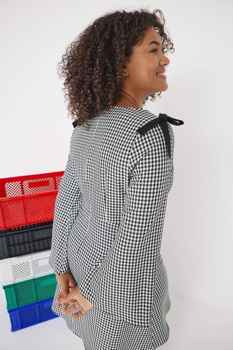 Trendyol Curve Damen Mehrfarbig Kariert Kurz / Mini Lang Casual A-Linie Große Größen Kleid - Image 4