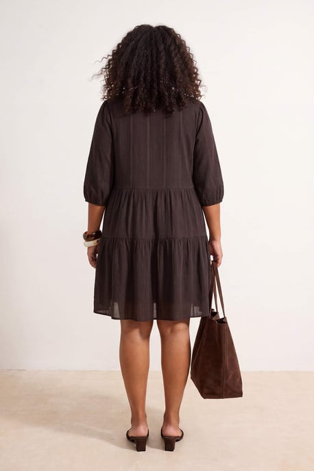 Trendyol Curve Damen Braun Einfarbig Kurz / Mini Lang A-Linie Große Größen Kleid - Image 2