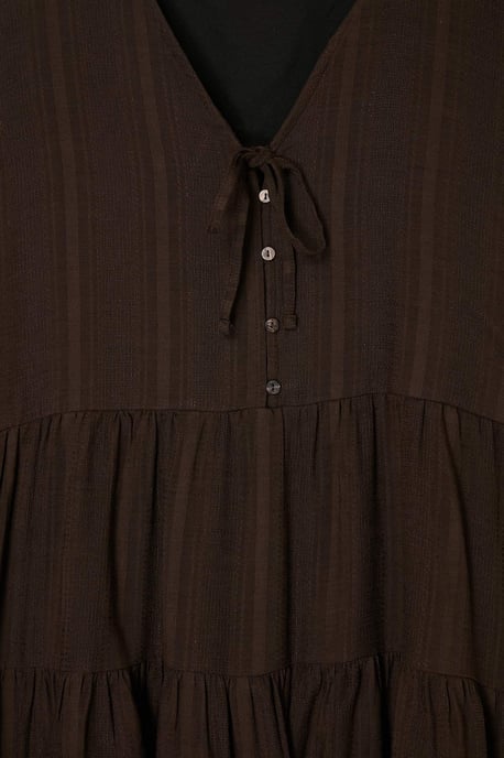 Trendyol Curve Damen Braun Einfarbig Kurz / Mini Lang A-Linie Große Größen Kleid - Image 4