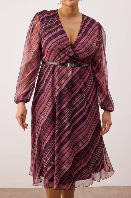 Trendyol Curve Damen Mehrfarbig Geblümt Kurz / Mini Lang Abend / Alltag Zweireihig Große Größen Kleid - Image 2