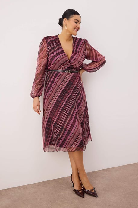 Trendyol Curve Damen Mehrfarbig Geblümt Kurz / Mini Lang Abend / Alltag Zweireihig Große Größen Kleid - Image 6