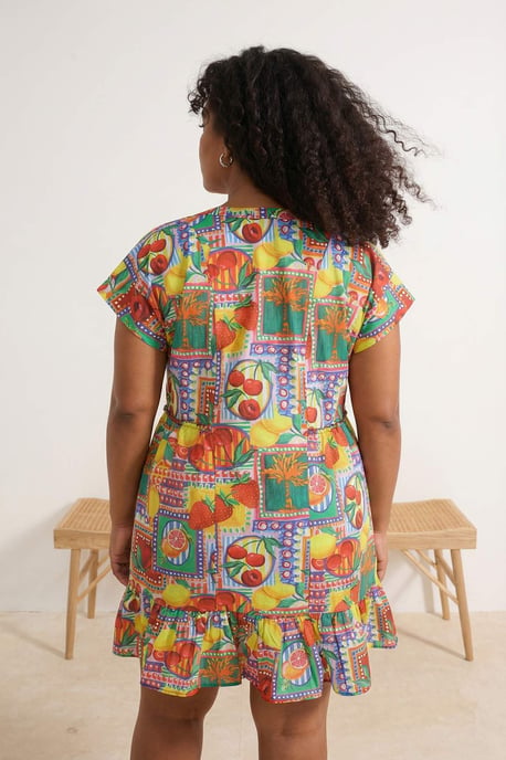 Trendyol Curve Damen Mehrfarbig Tropisch Kurz / Mini Kurz Strandmode Gerade Große Größen Kleid - Image 2