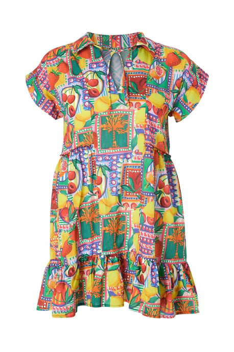 Trendyol Curve Damen Mehrfarbig Tropisch Kurz / Mini Kurz Strandmode Gerade Große Größen Kleid - Image 3
