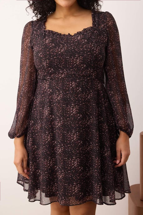 Trendyol Curve Damen Mehrfarbig Geometrisches Muster Kurz / Mini Lang Casual A-Linie Große Größen Kleid - Image 2