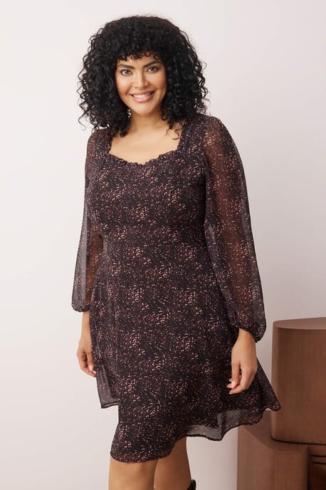 Trendyol Curve Damen Mehrfarbig Geometrisches Muster Kurz / Mini Lang Casual A-Linie Große Größen Kleid - Image 6
