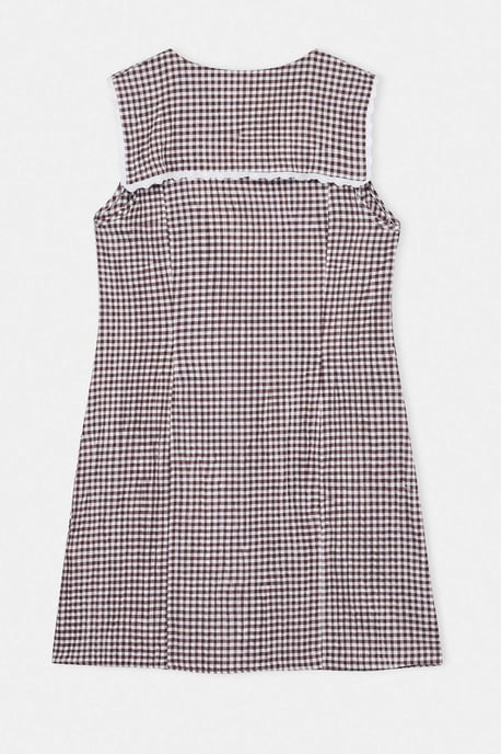 Trendyol Curve Damen Braun Kariert Kurz / Mini Ärmellos A-Linie Große Größen Kleid - Image 5