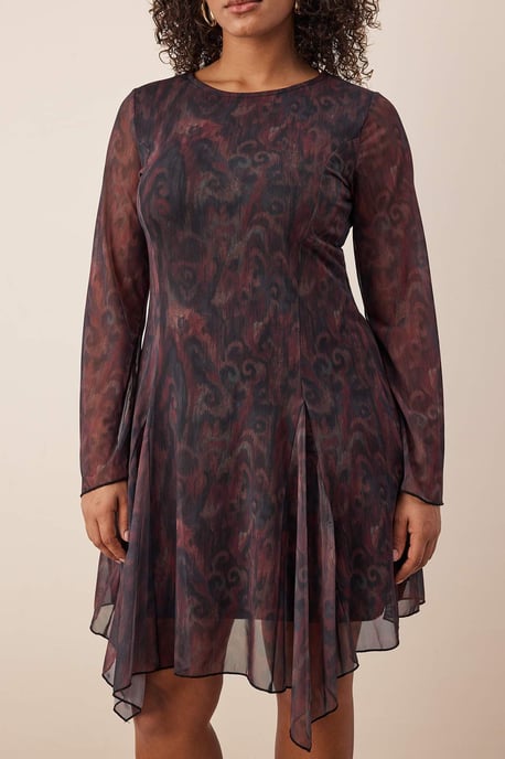 Trendyol Curve Damen Mehrfarbig Geblümt Kurz / Mini Lang Casual A-Linie Große Größen Kleid - Image 2