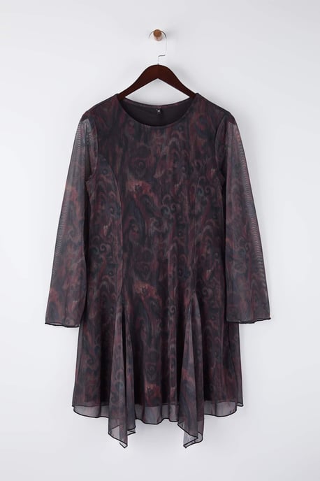 Trendyol Curve Damen Mehrfarbig Geblümt Kurz / Mini Lang Casual A-Linie Große Größen Kleid - Image 4