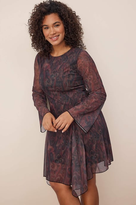 Trendyol Curve Damen Mehrfarbig Geblümt Kurz / Mini Lang Casual A-Linie Große Größen Kleid - Image 6