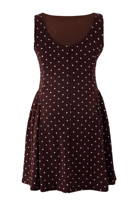 Trendyol Curve Damen Braun Gepunktet Kurz / Mini Ärmellos Casual A-Linie Große Größen Kleid - Image 5