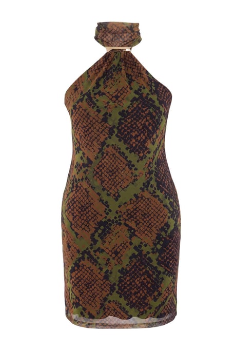 Trendyol Curve Damen Mehrfarbig Animal-Print Kurz / Mini Ärmellos Bodycon Große Größen Kleid - Image 3