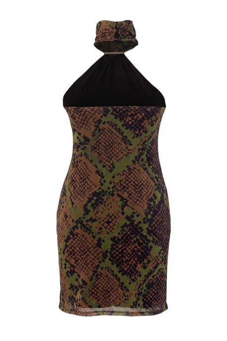 Trendyol Curve Damen Mehrfarbig Animal-Print Kurz / Mini Ärmellos Bodycon Große Größen Kleid - Image 5
