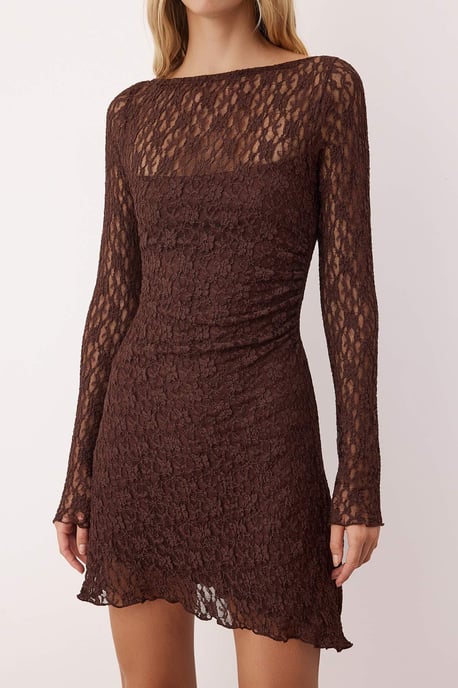TRENDYOLMİLLA Damen Braun Einfarbig Kurz / Mini Lang Casual A-Linie Kleider - Image 2