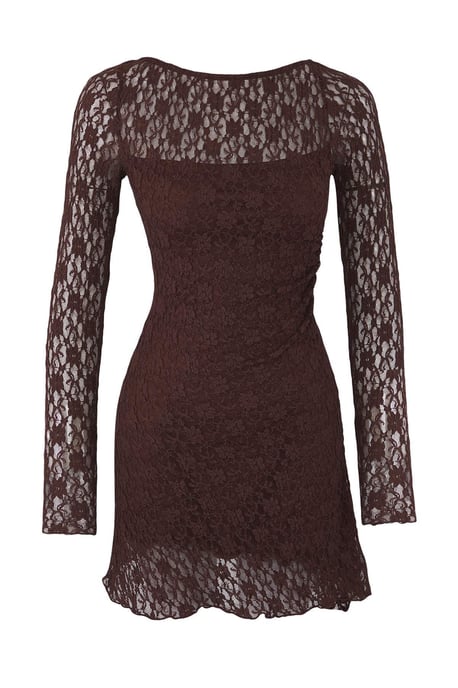 TRENDYOLMİLLA Damen Braun Einfarbig Kurz / Mini Lang Casual A-Linie Kleider - Image 4