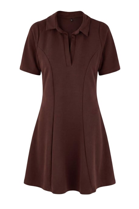 Trendyol Curve Damen Braun Einfarbig Kurz / Mini 3/4-Arm A-Linie Große Größen Kleid - Image 4
