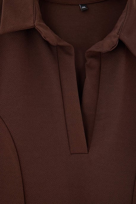 Trendyol Curve Damen Braun Einfarbig Kurz / Mini 3/4-Arm A-Linie Große Größen Kleid - Image 5