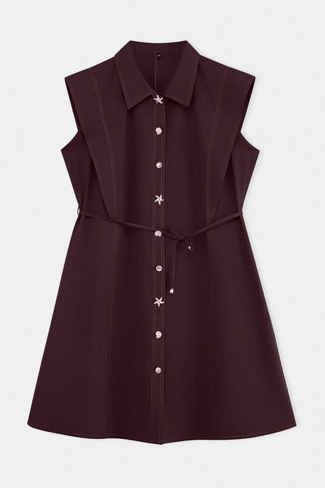 Trendyol Curve Damen Braun Einfarbig Kurz / Mini Ärmellos Casual A-Linie Große Größen Kleid - Image 4