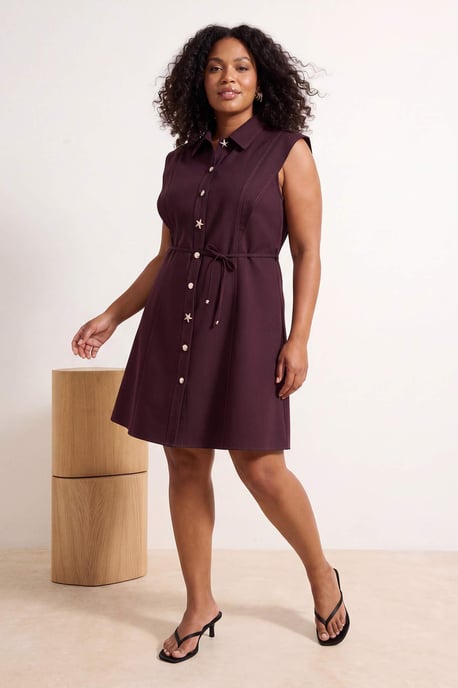 Trendyol Curve Damen Braun Einfarbig Kurz / Mini Ärmellos Casual A-Linie Große Größen Kleid - Image 6