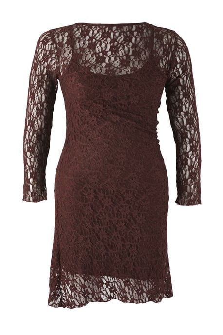 Trendyol Curve Damen Braun Einfarbig Kurz / Mini Lang Casual A-Linie Große Größen Kleid - Image 4