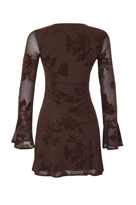 TRENDYOLMİLLA Damen Braun Geblümt Kurz / Mini Lang Abend / Alltag Skater Kleider - Image 5