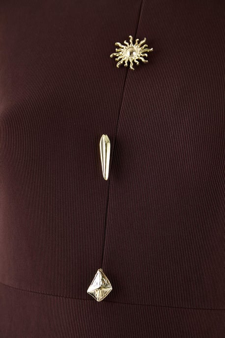 Trendyol Curve Damen Braun Einfarbig Kurz / Mini Lang Casual A-Linie Große Größen Kleid - Image 2