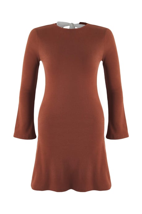 Trendyol Curve Damen Braun Einfarbig Kurz / Mini Lang Casual A-Linie Große Größen Kleid - Image 4