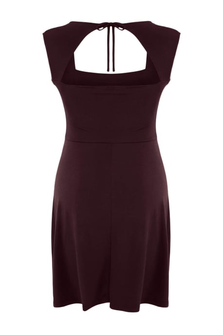 Trendyol Curve Damen Braun Einfarbig Kurz / Mini Ärmellos Skater Große Größen Kleid - Image 5