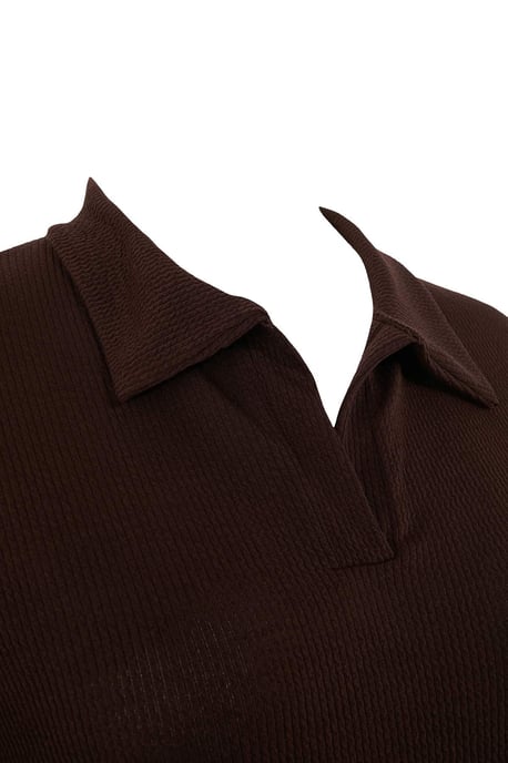 Trendyol Curve Damen Braun Einfarbig Kurz / Mini Kurz Casual Gerade Große Größen Kleid - Image 5