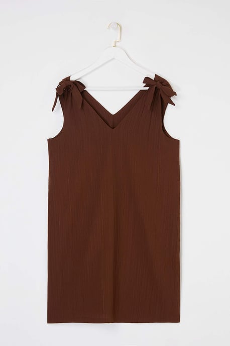 Trendyol Curve Damen Braun Einfarbig Kurz / Mini Ärmellos Strandmode Gerade Große Größen Kleid - Image 3