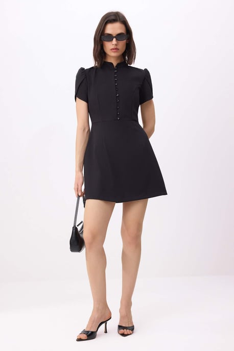 TRENDYOLMİLLA Damen Schwarz Einfarbig Kurz / Mini Kurz A-Linie Kleider - Image 4