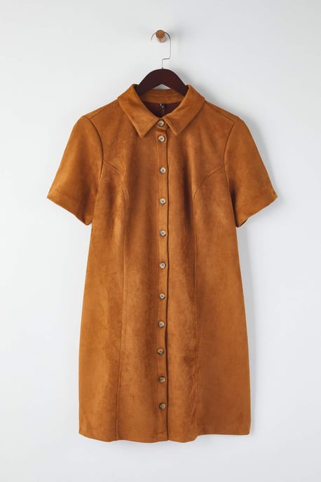 Trendyol Curve Damen Braun Einfarbig Kurz / Mini Kurz Casual A-Linie Große Größen Kleid - Image 4