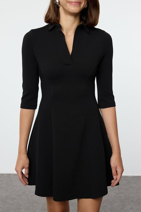 TRENDYOLMİLLA Damen Schwarz Einfarbig Kurz / Mini 3/4-Arm Casual Skater Kleider - Image 4